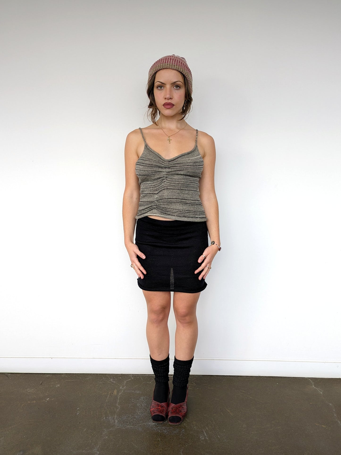 Scrunch Knit Cami Top in Smoke - heyzoemay