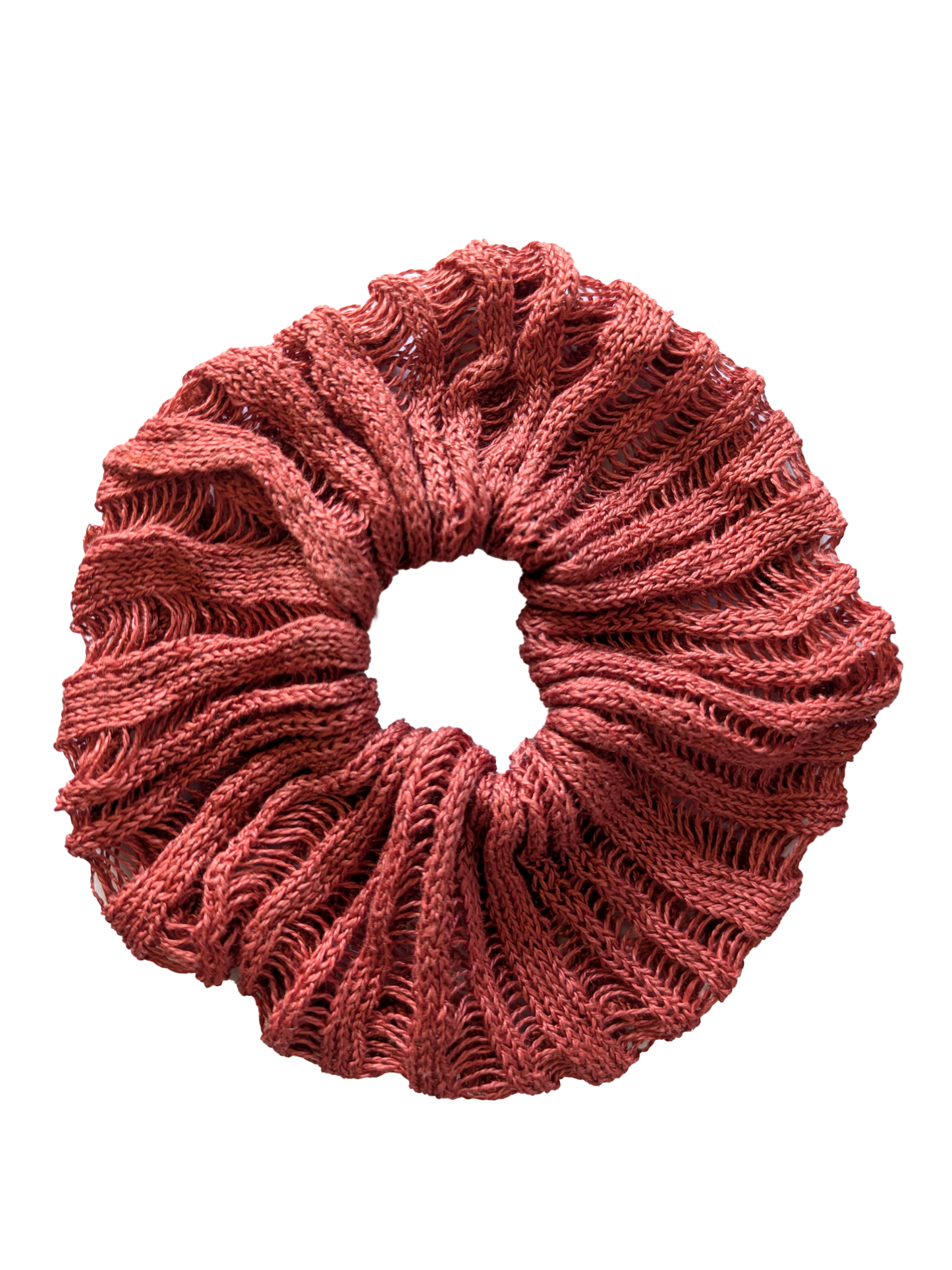 Coral Linen Scrunchie