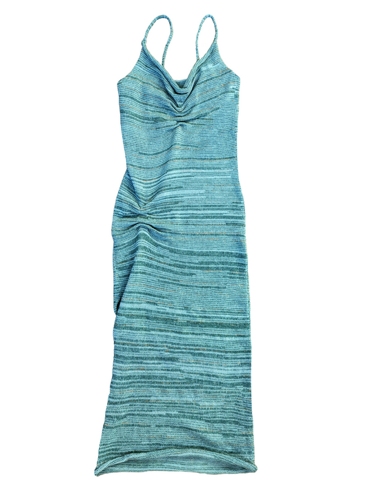Scrunch Knit Midi Dress in Warm Blue Marle