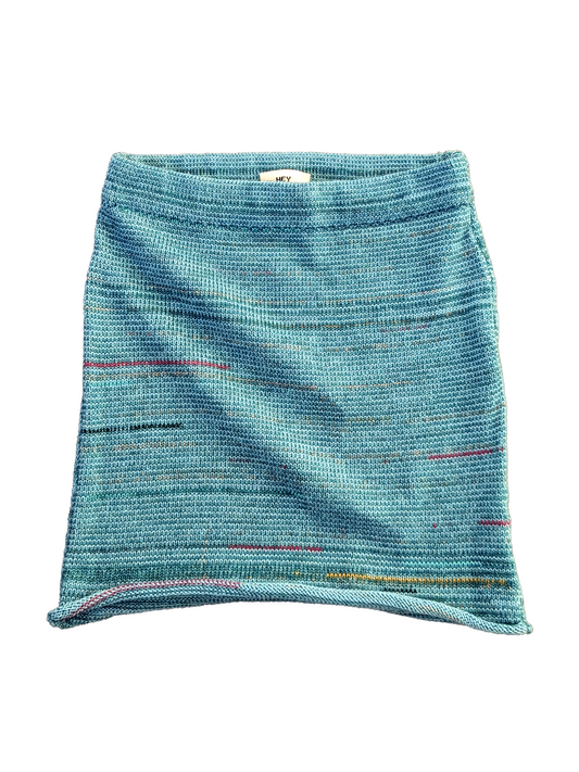 Knit Mini Skirt in Blue Marle