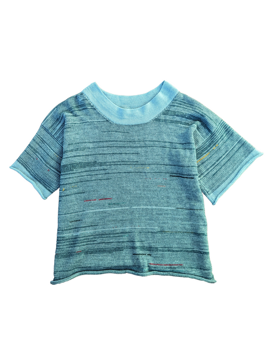 Baggy Knit Tee in Blue Marle