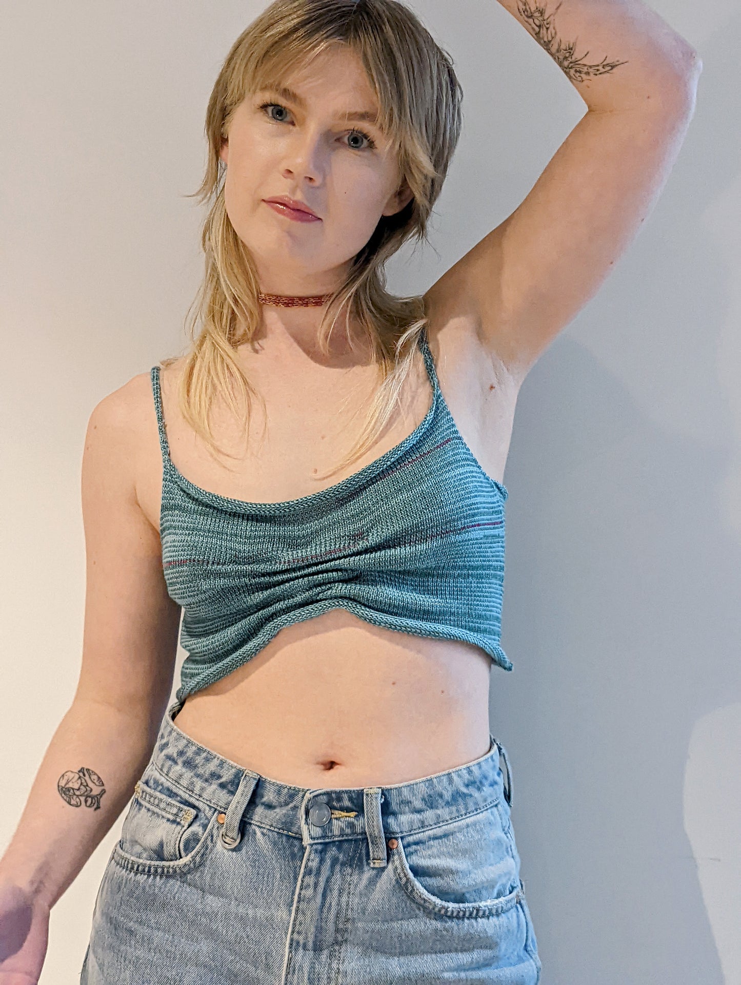 Scrunch Knit Crop Top in Blue Marle - heyzoemay