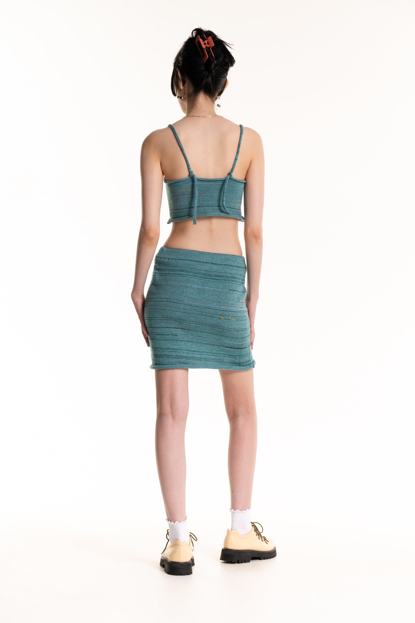 Knit Mini Skirt in Blue Marle - heyzoemay