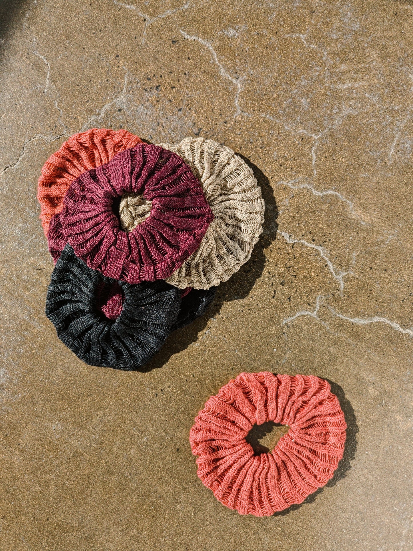 Coral Linen Scrunchie