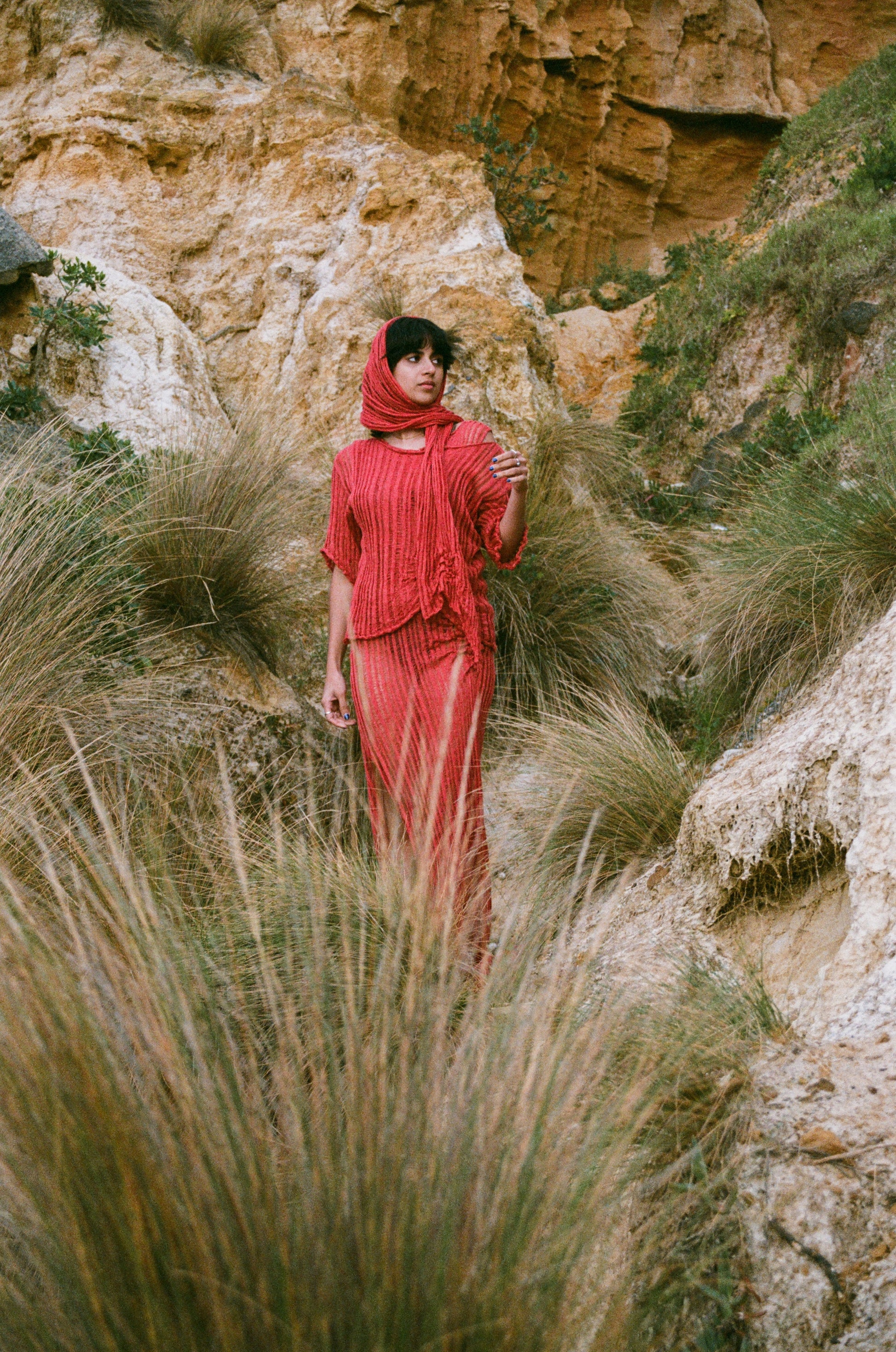 Coral Linen Scarf - heyzoemay