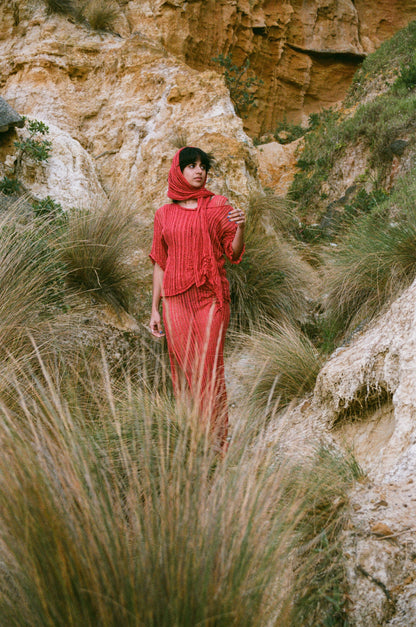 Coral Linen Scarf - heyzoemay