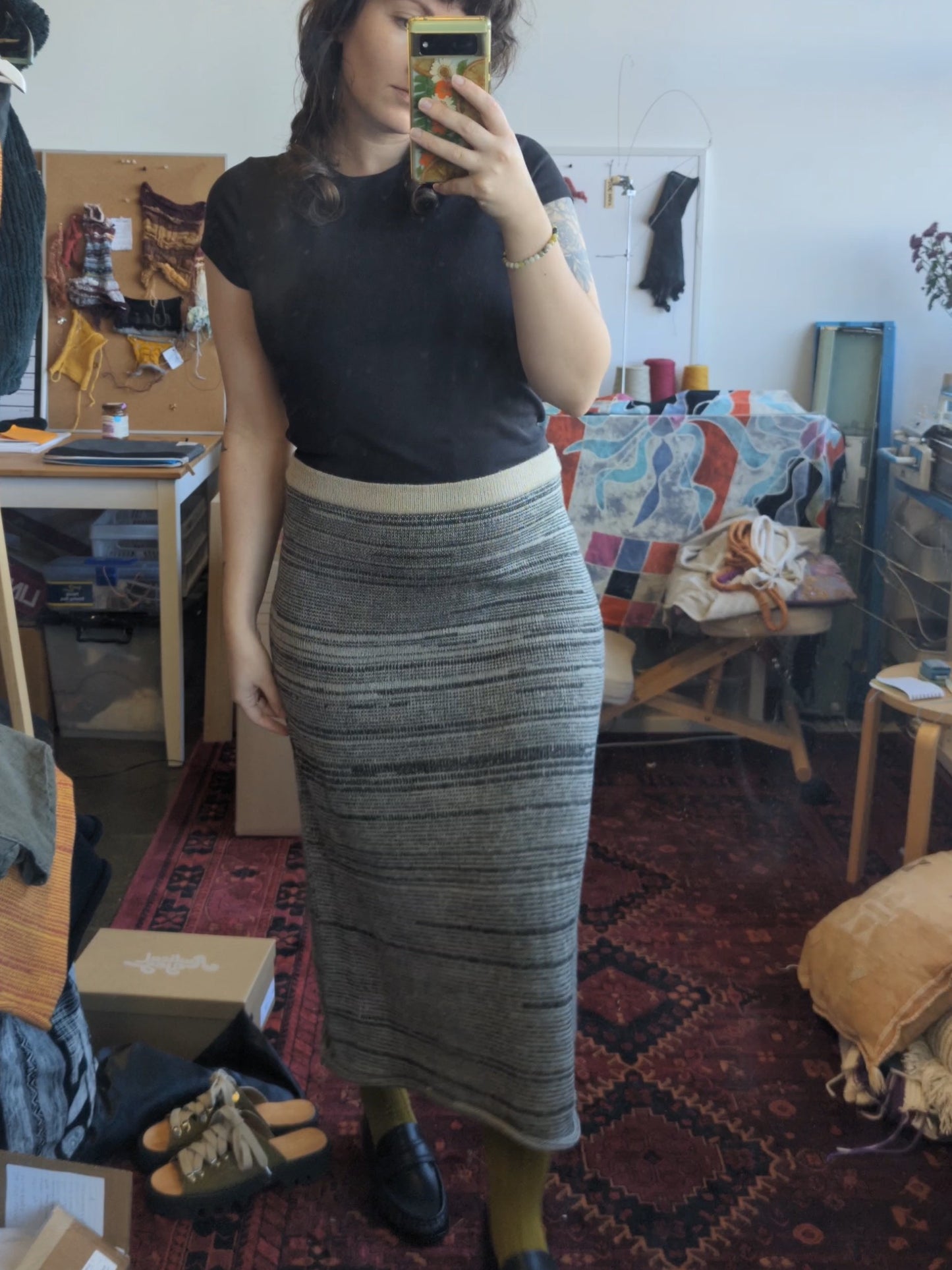 Knit Midi Skirt in Smoke - heyzoemay