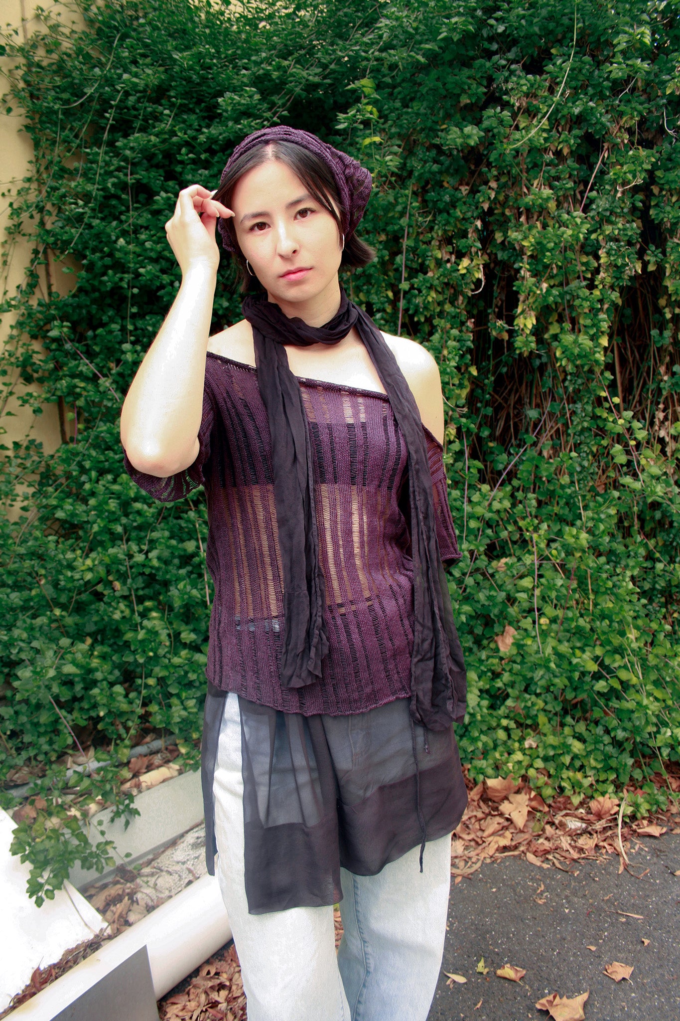 Drift Tee in Deep Aubergine Linen - heyzoemay