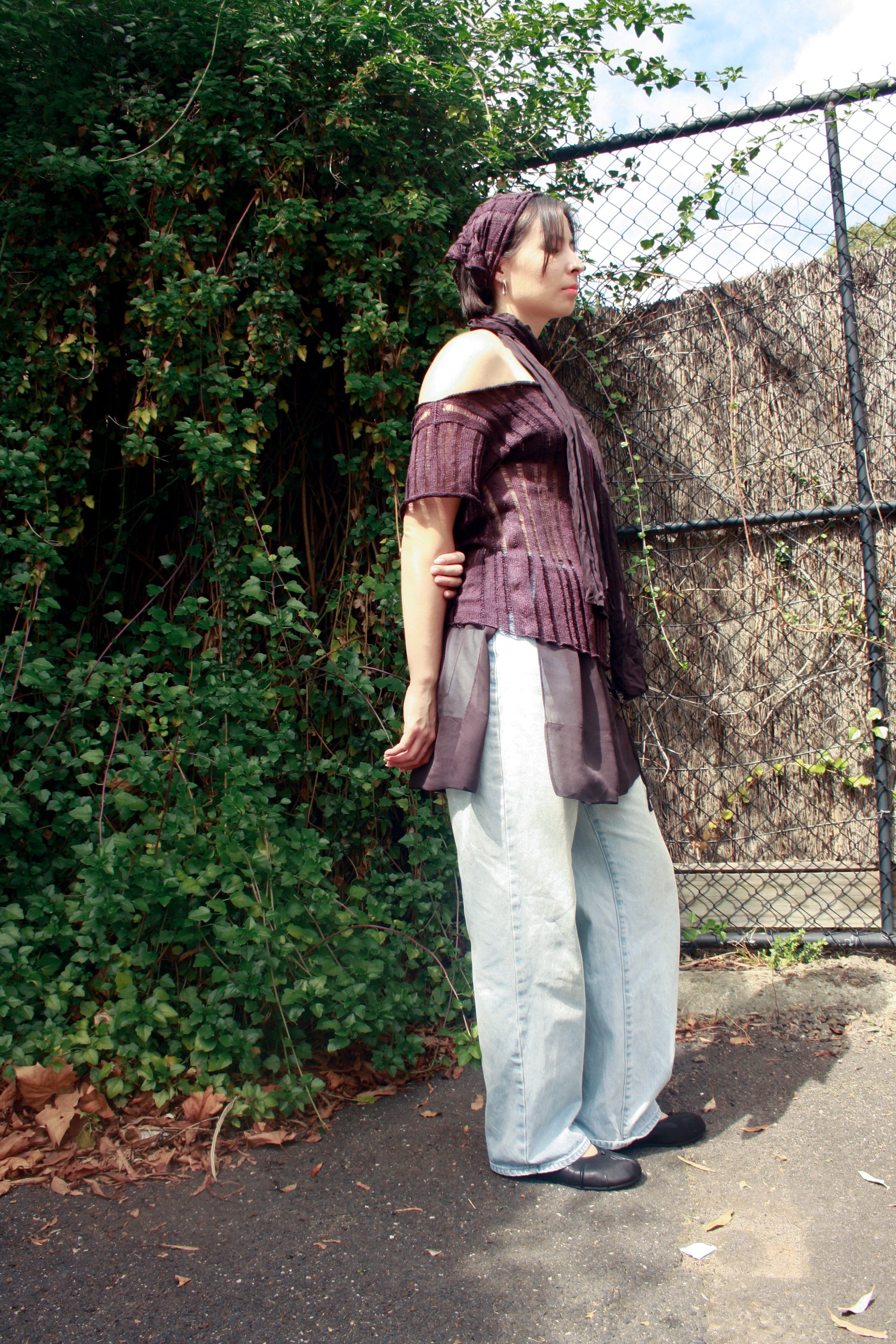 Drift Tee in Deep Aubergine Linen - heyzoemay