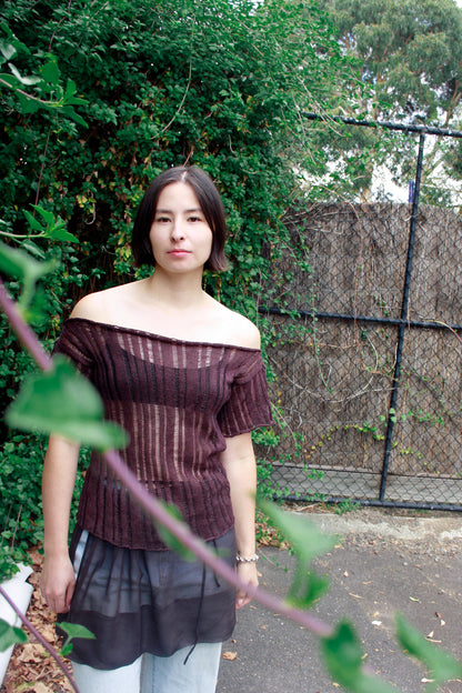 Drift Tee in Deep Aubergine Linen - heyzoemay