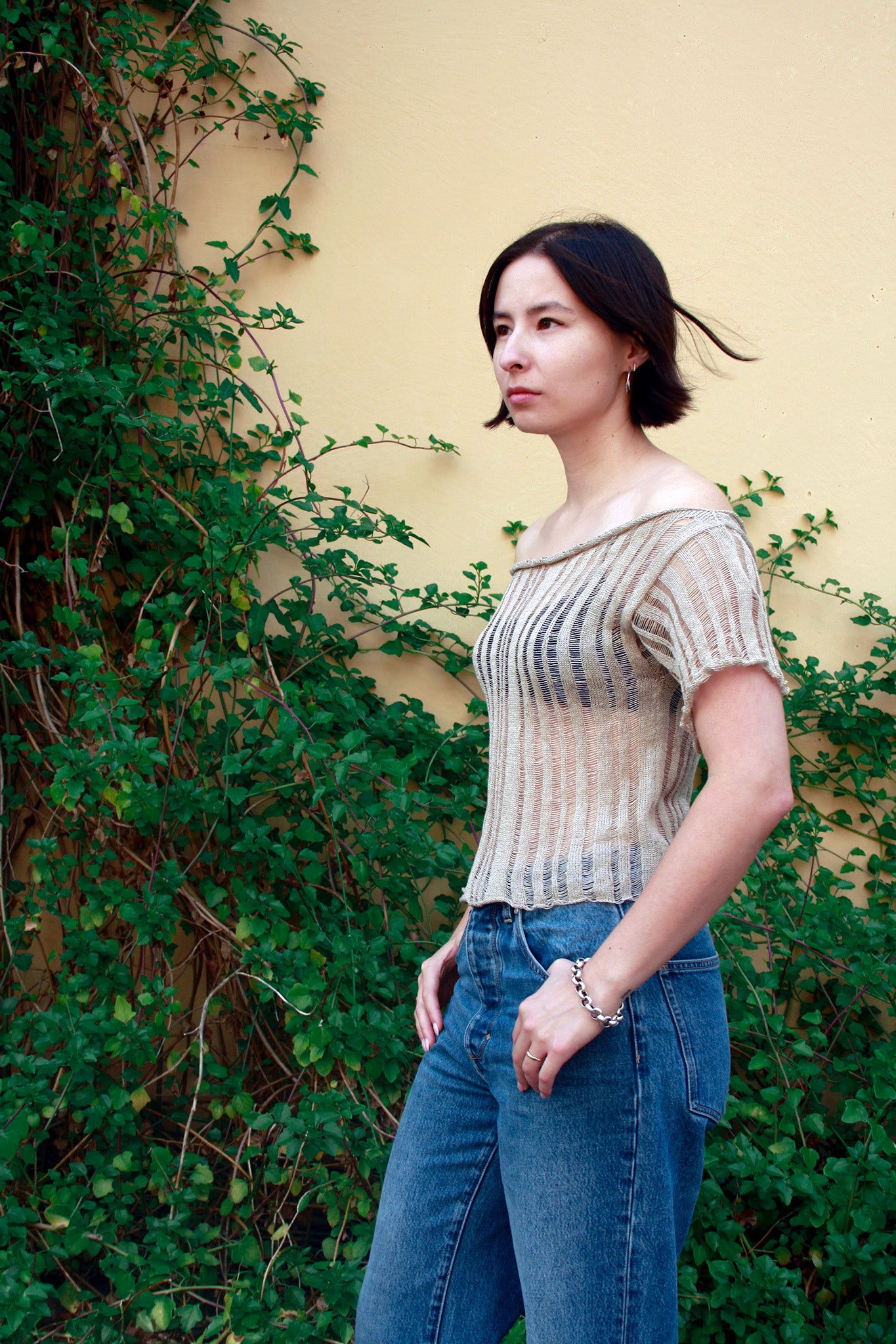 Drift Tee in Undyed Linen