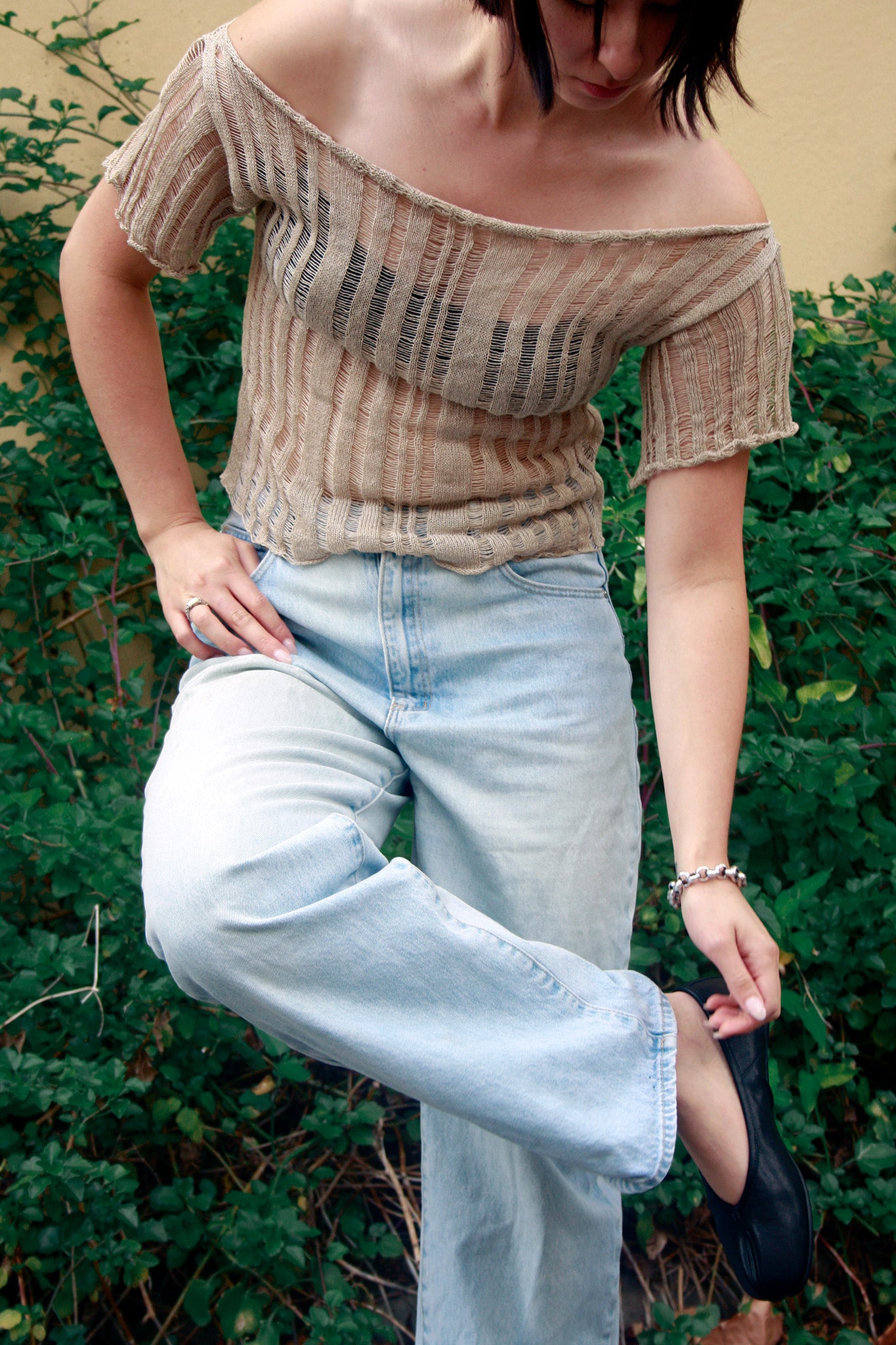 Drift Tee in Undyed Linen