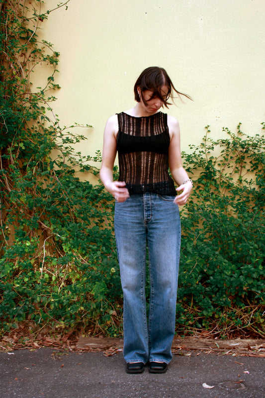 Ladder Tank in Black Linen