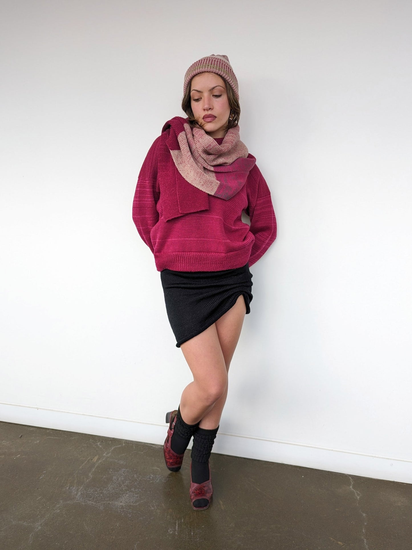 Classic Ribbed Knit Scarf in Ruby - heyzoemay