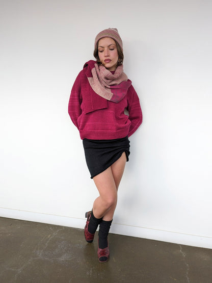 Classic Ribbed Knit Scarf in Ruby - heyzoemay