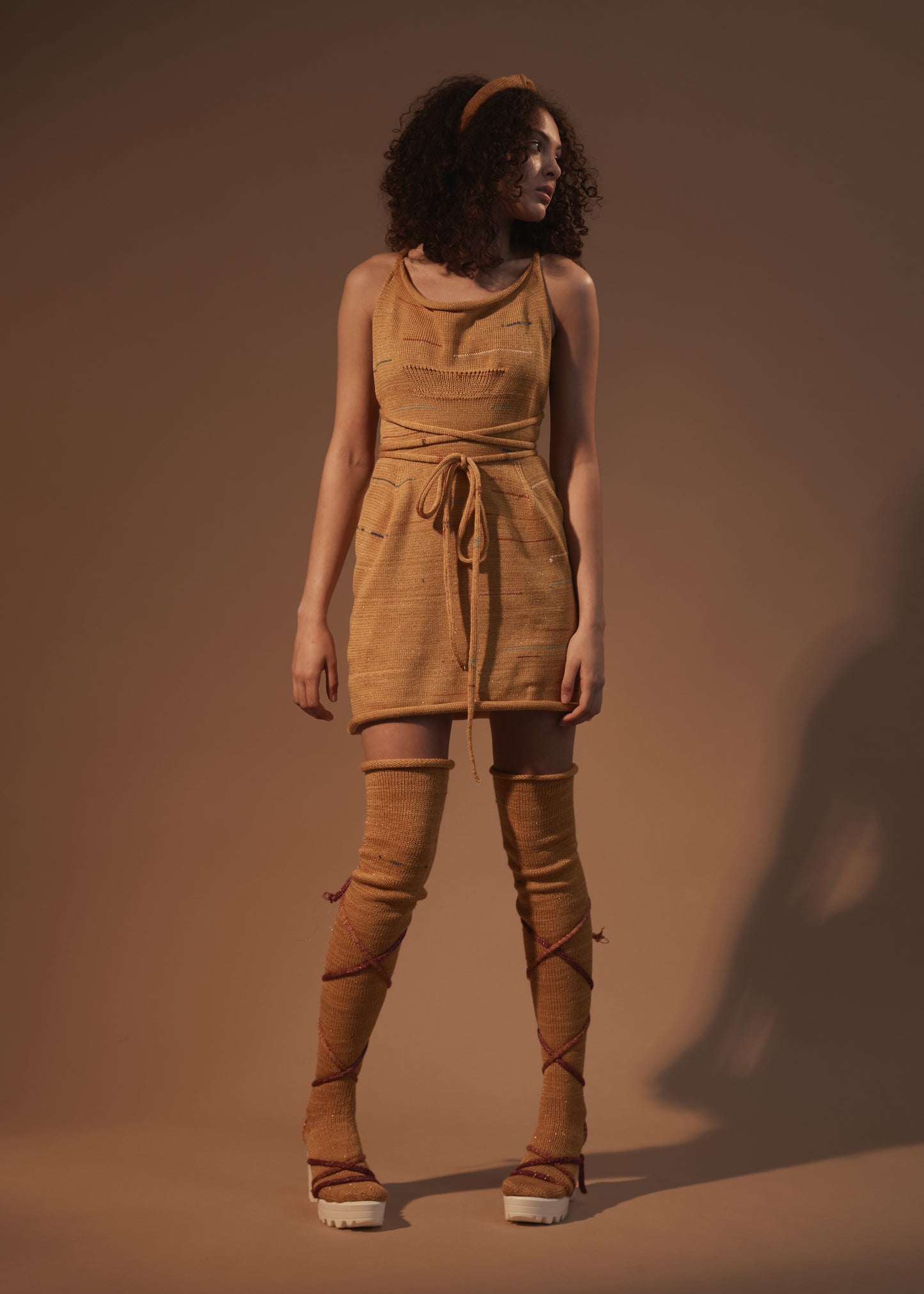SAMPLE mustard glitter mini dress