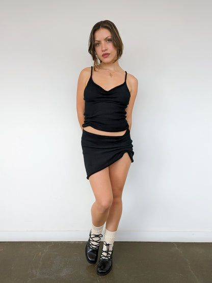 Scrunch Knit Cami Top in Black - heyzoemay