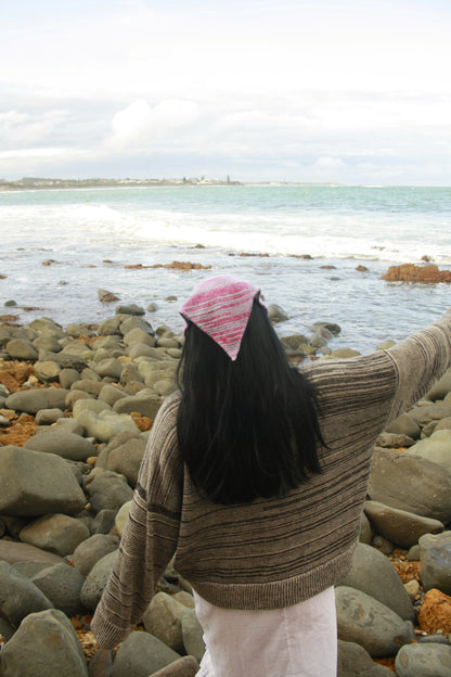 Knit Kerchief in Pink Marle
