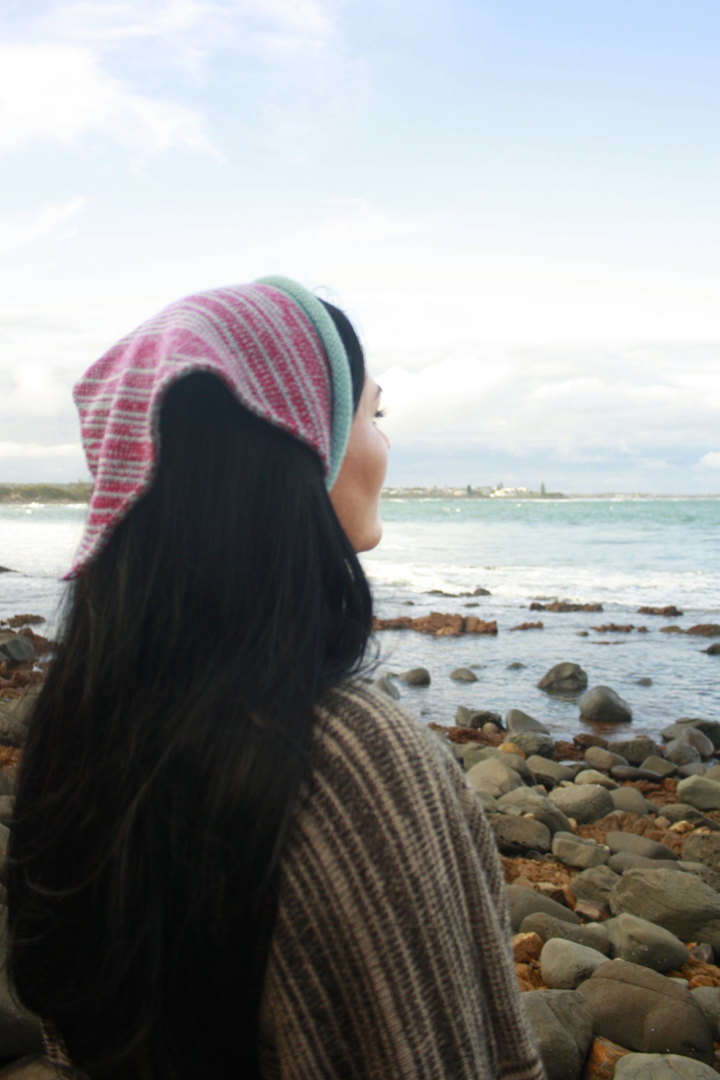 Knit Kerchief in Pink Marle