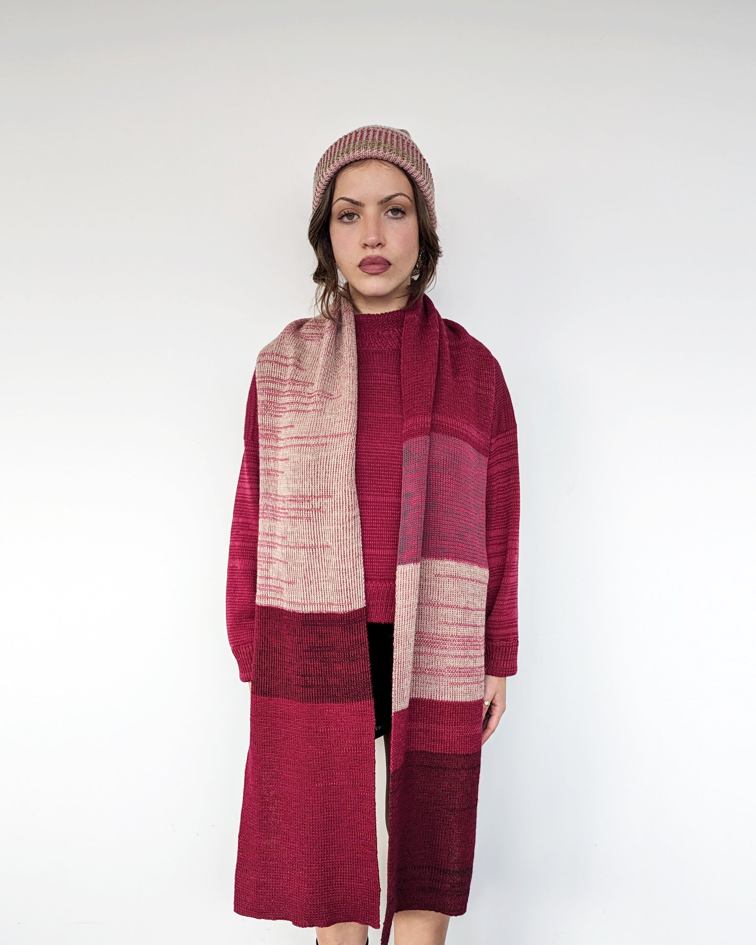 Classic Ribbed Knit Scarf in Ruby - heyzoemay