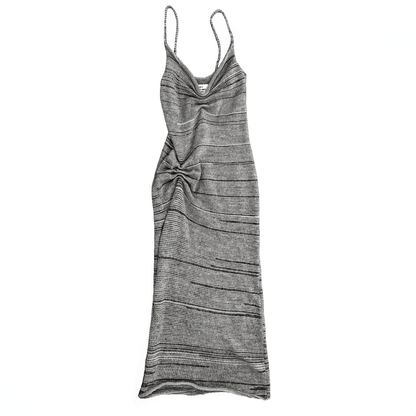 Scrunch Knit Midi Dress in Smoke & Black - heyzoemay
