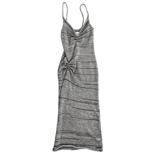 Scrunch Knit Midi Dress in Smoke & Black - heyzoemay