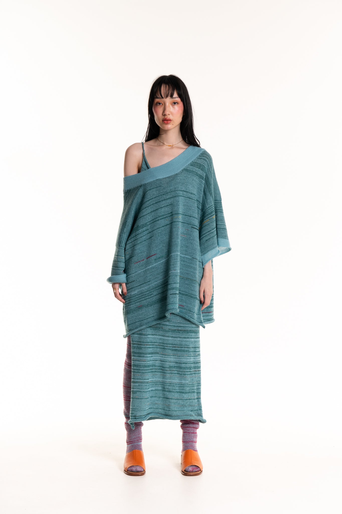 Baggy Knit Tee in Blue Marle - heyzoemay