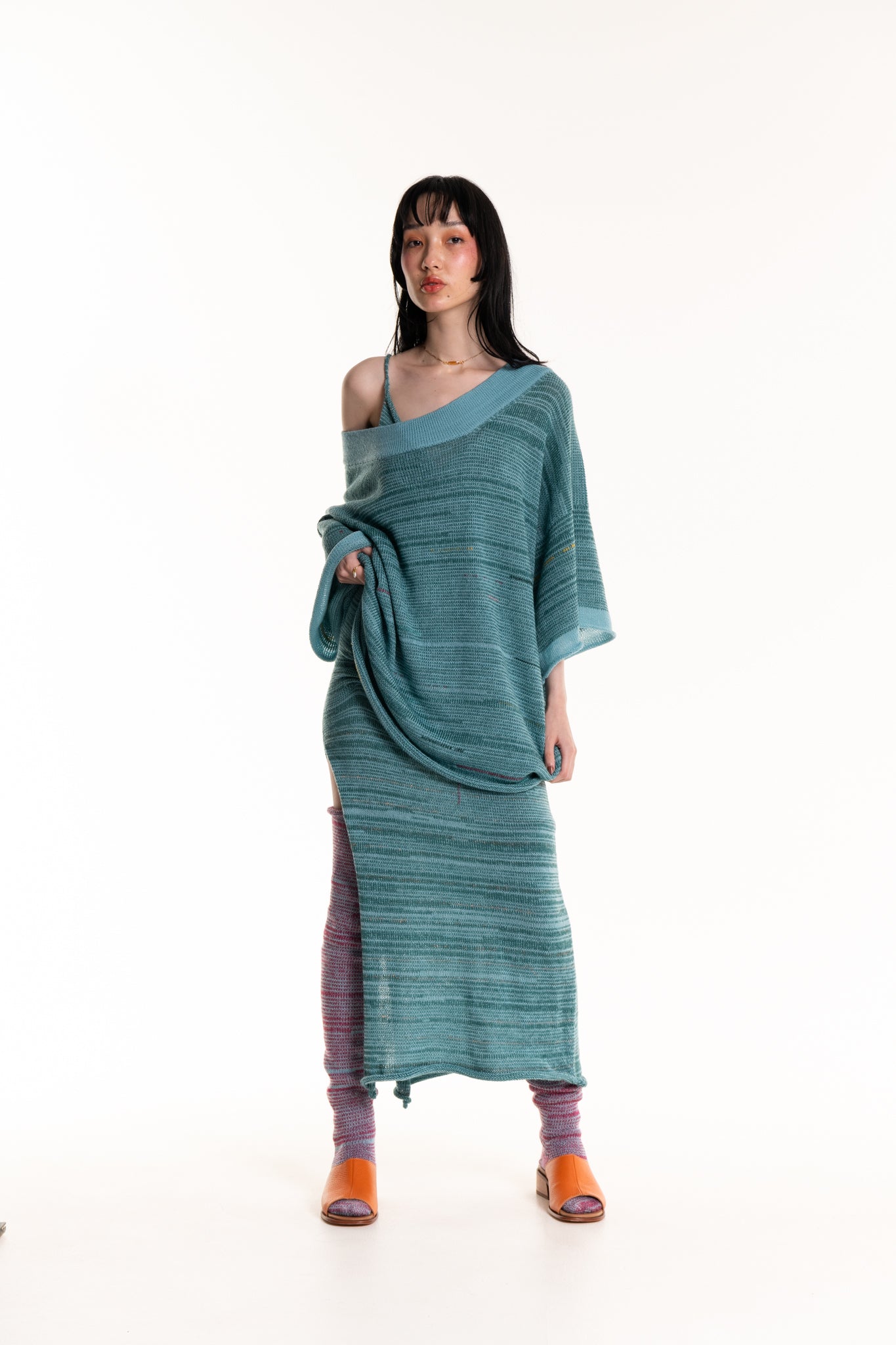 Baggy Knit Tee in Blue Marle - heyzoemay