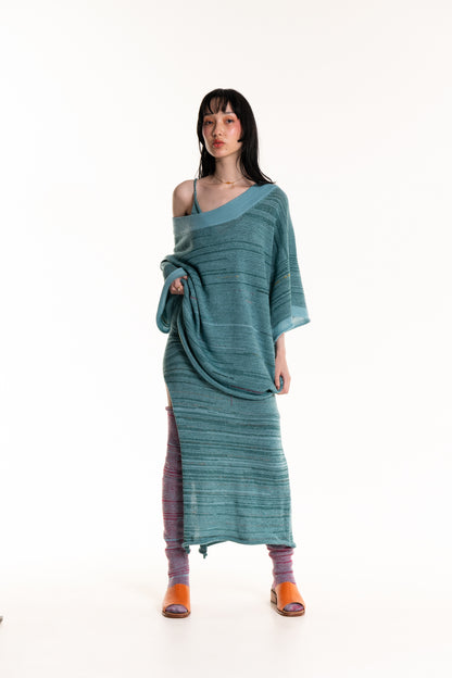 Baggy Knit Tee in Blue Marle - heyzoemay