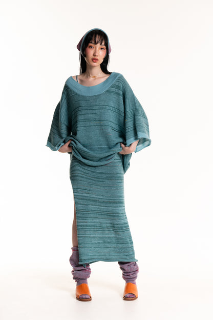 Baggy Knit Tee in Blue Marle - heyzoemay