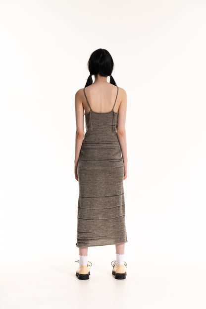 Scrunch Knit Midi Dress in Warm Grey Marle - heyzoemay