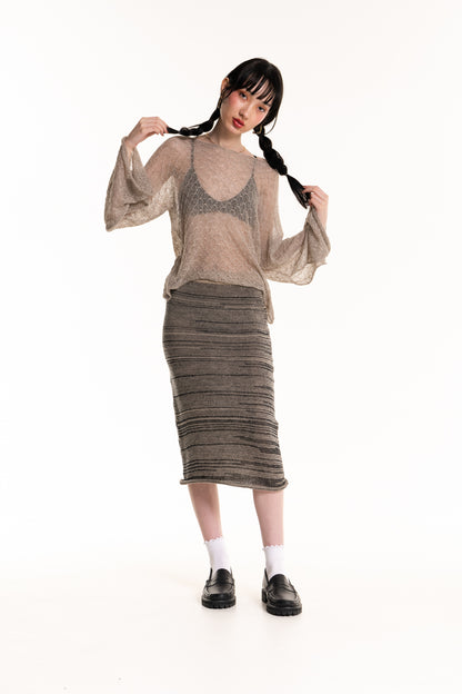 Knit Midi Skirt in Grey Marle - heyzoemay
