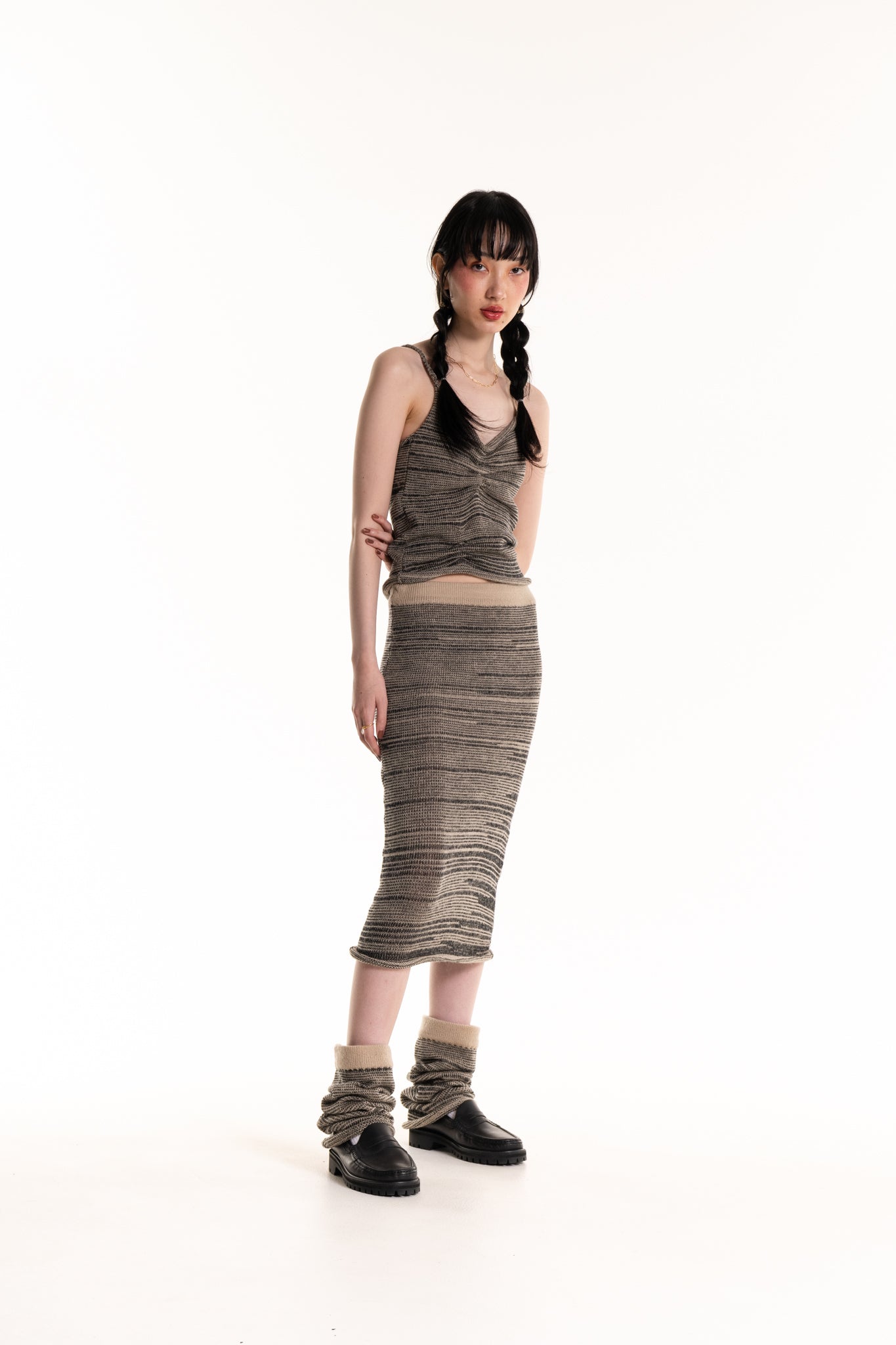 Knit Midi Skirt in Grey Marle  heyzoemay