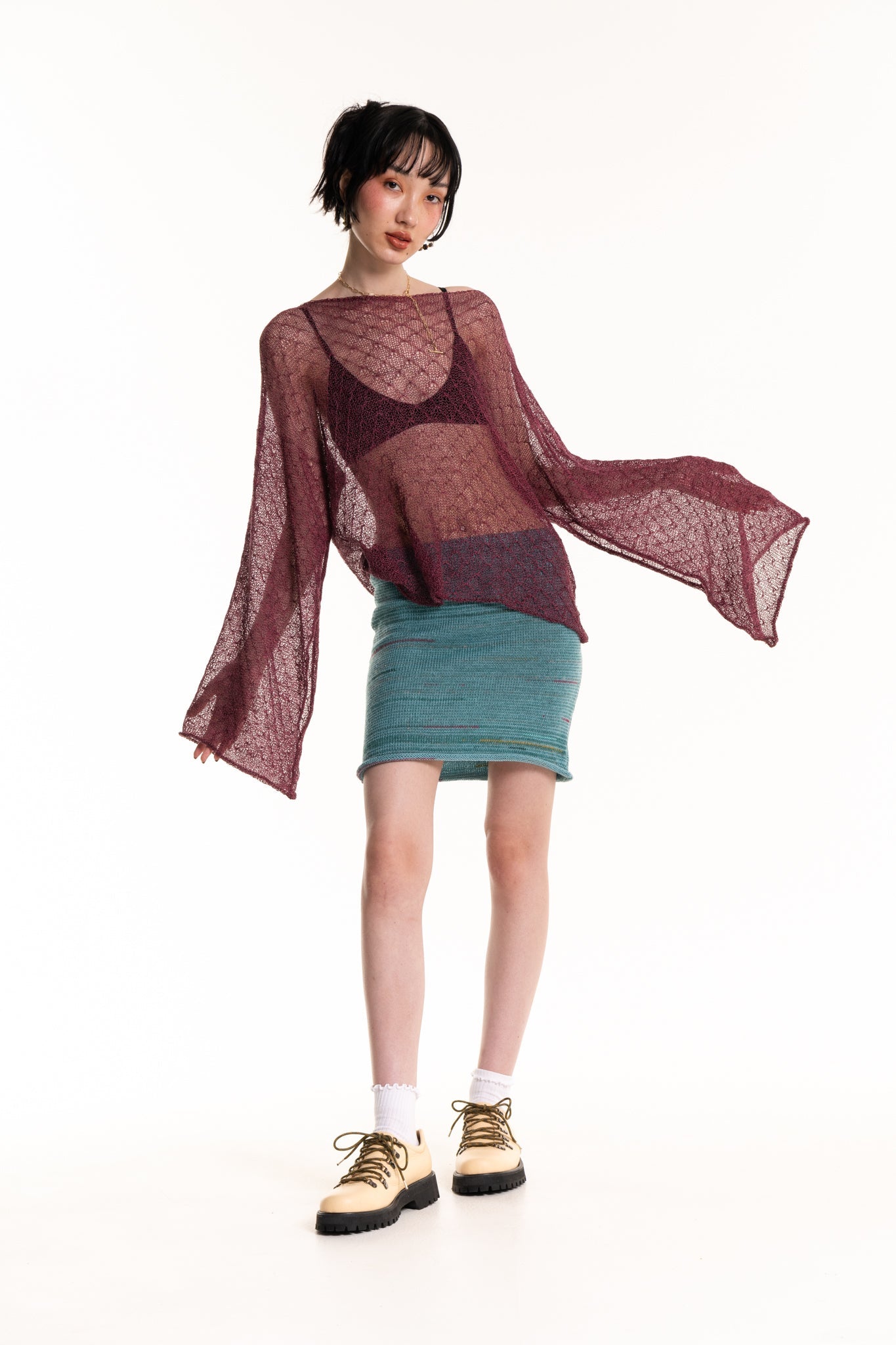 Tuck-Lace Sheer Knit Sweater - heyzoemay