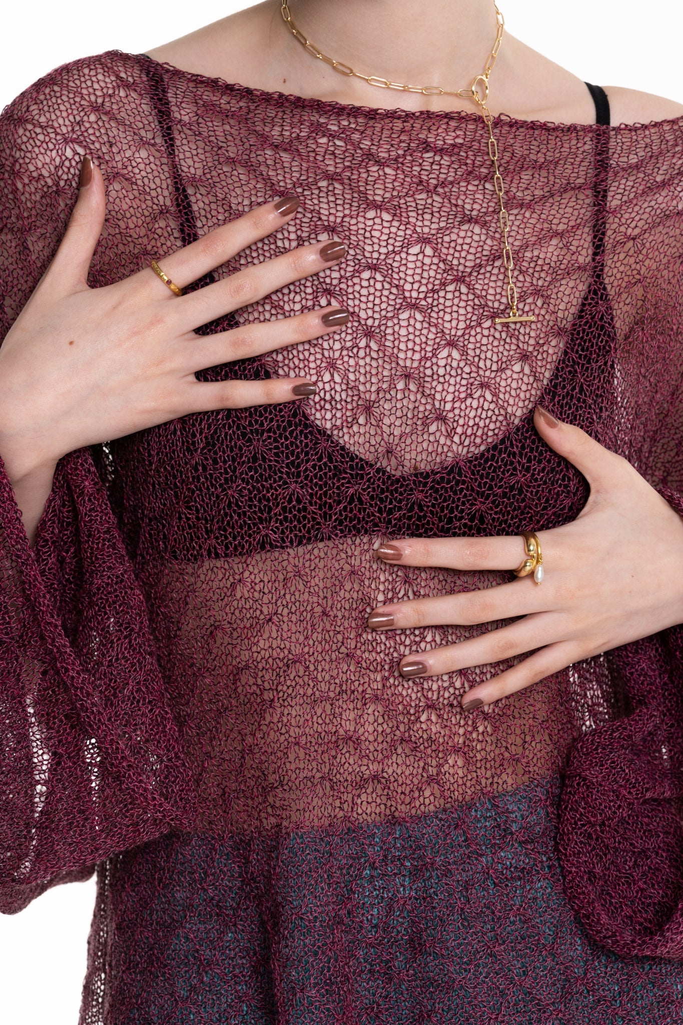 Tuck-Lace Sheer Knit Sweater - heyzoemay