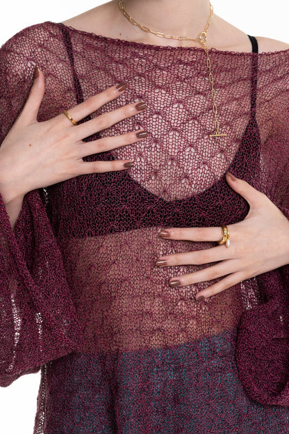 Tuck-Lace Sheer Knit Sweater - heyzoemay
